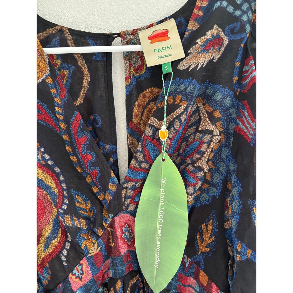 FARM Rio Sunset Tapestry Multicolor Floral Maxi Kaftan Dress, NWT - Picture 5 of 10
